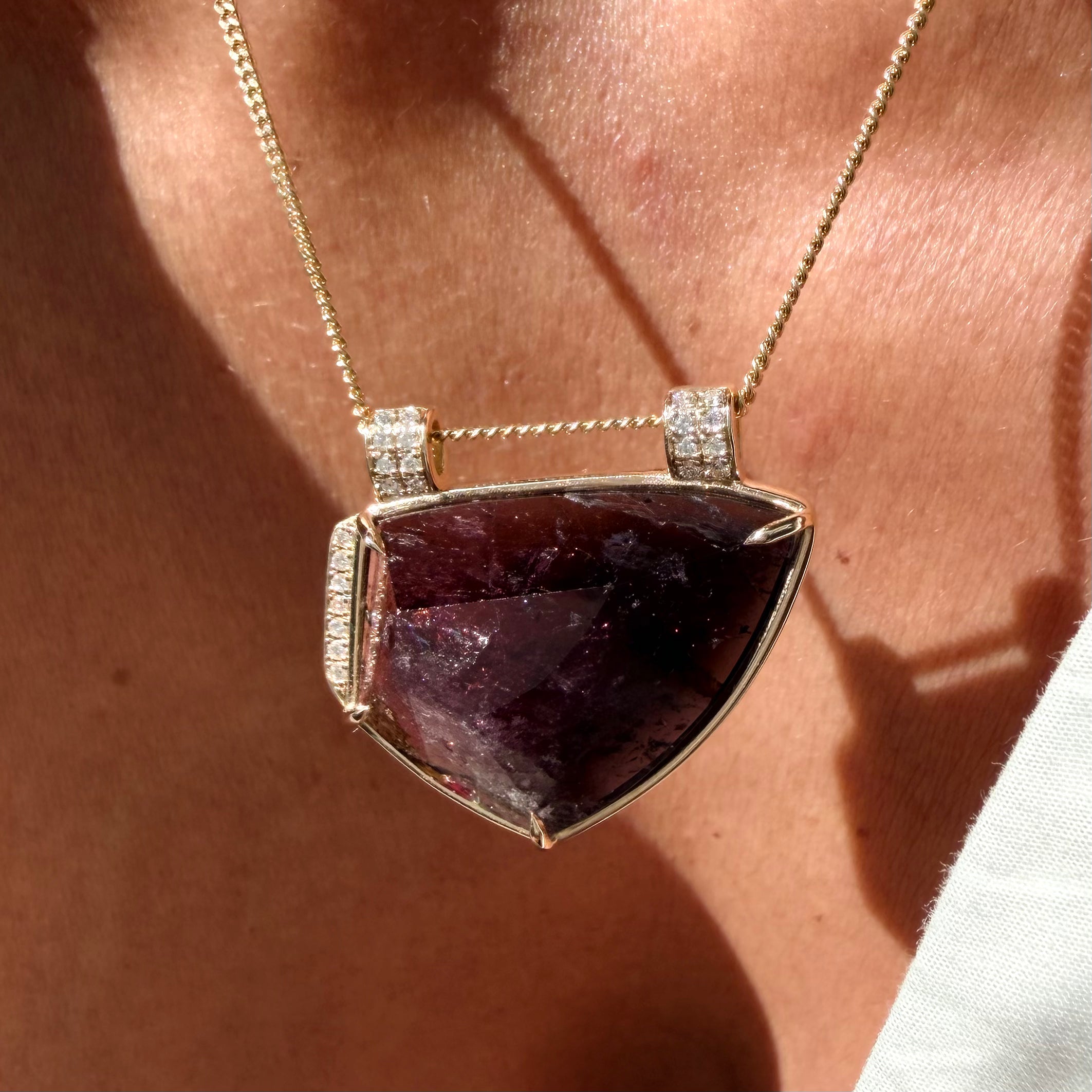 Soft Glow Tourmaline Necklace with Diamonds