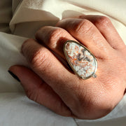 Burgundy Veil — Lace Agate & Diamond Ring