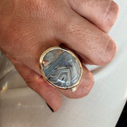 Grey Harmony Ring — Lace Agate & Diamond