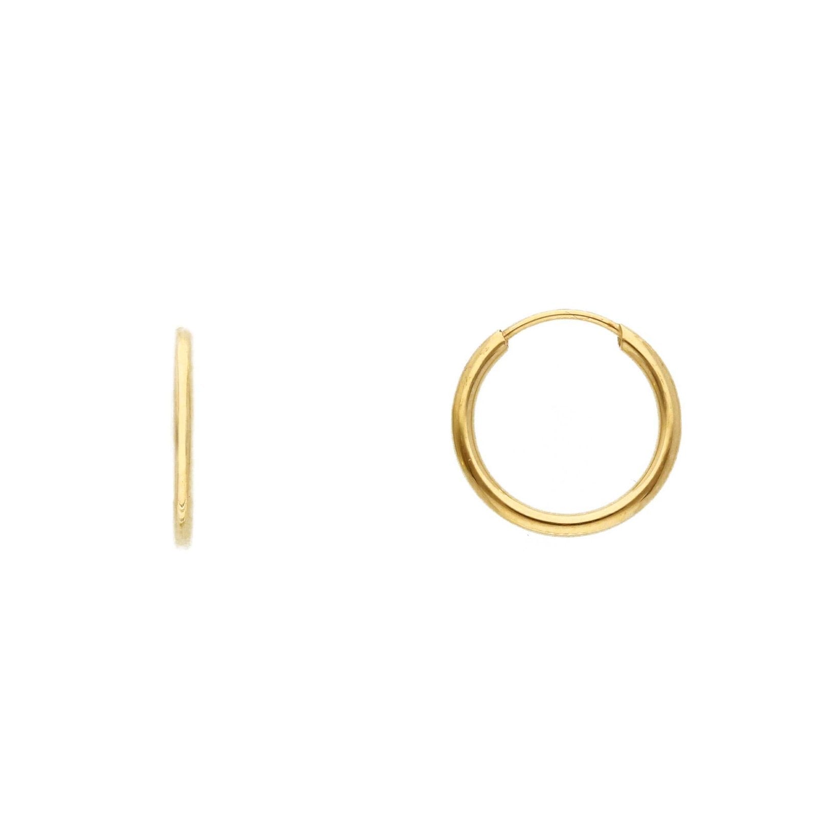 14K Gold thin round hoops - 11 mm