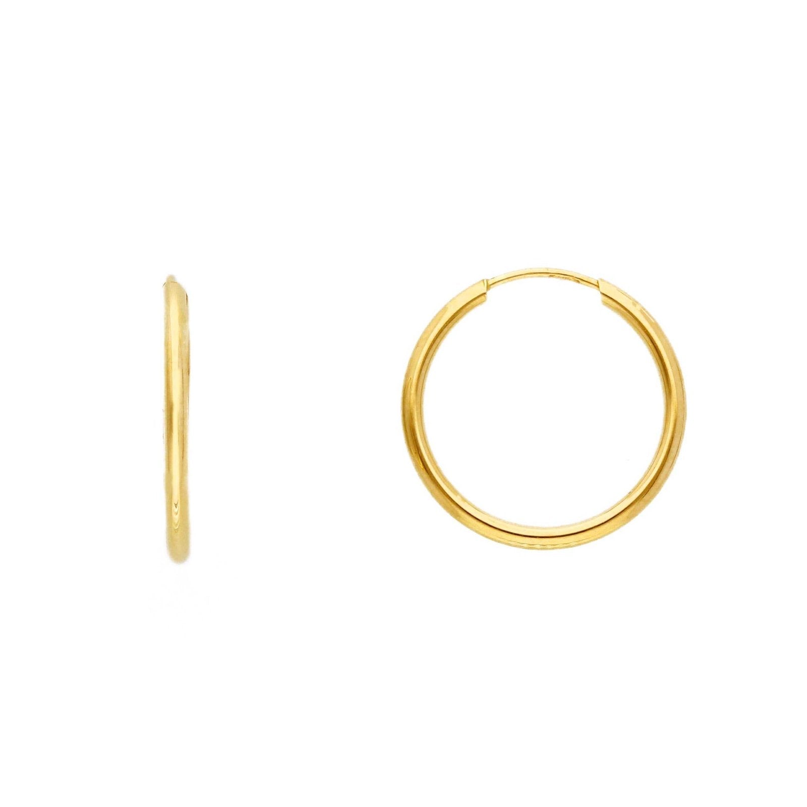 14K Gold thin round hoops - 23 mm