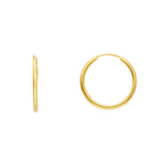 14K Gold thin round hoops - 23 mm