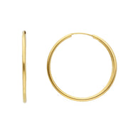 14K Gold thin round hoops - 28 mm
