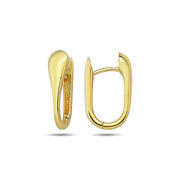9K Gold oval hoops round on ear design