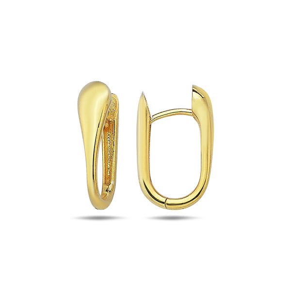 9K Gold oval hoops round on ear design
