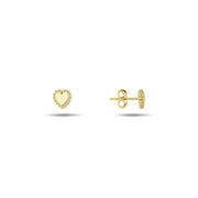 9K Gold Heart Stud Earrings