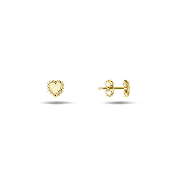 9K Gold Heart Stud Earrings