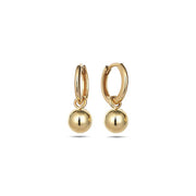 9K Gold small round hoops with gold ball