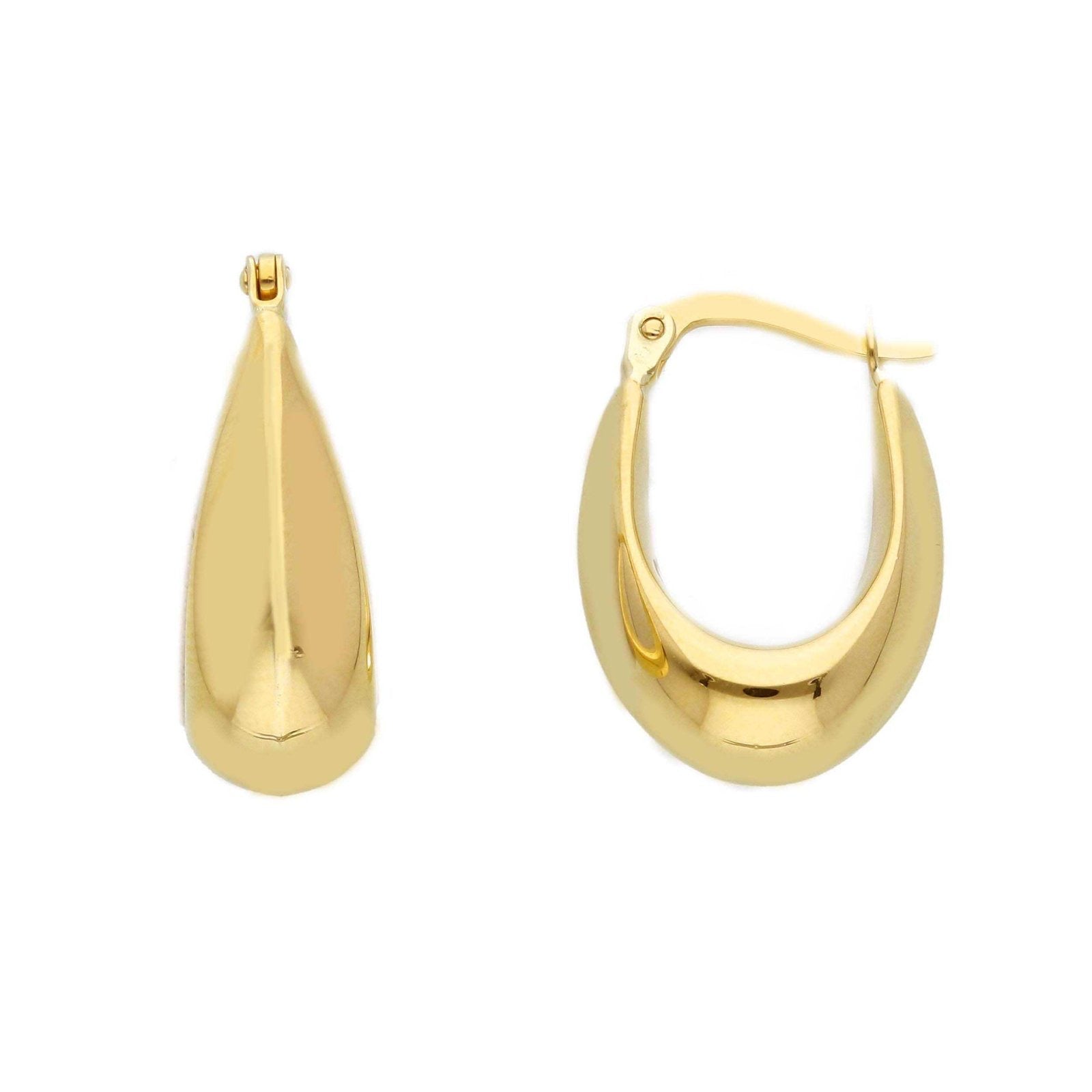 9K Gold Oval Drop Hoops