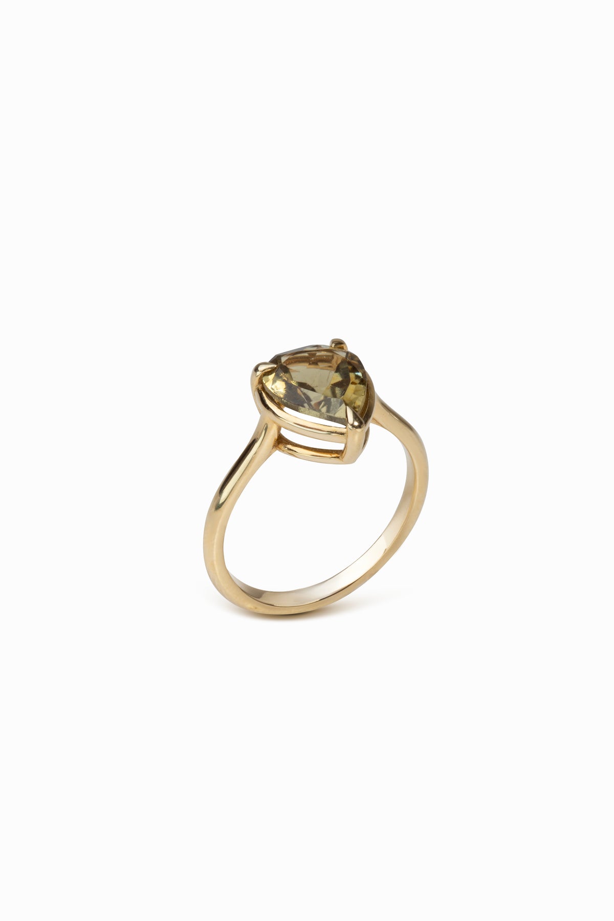 14k Gold Green Pear Tourmaline Ring