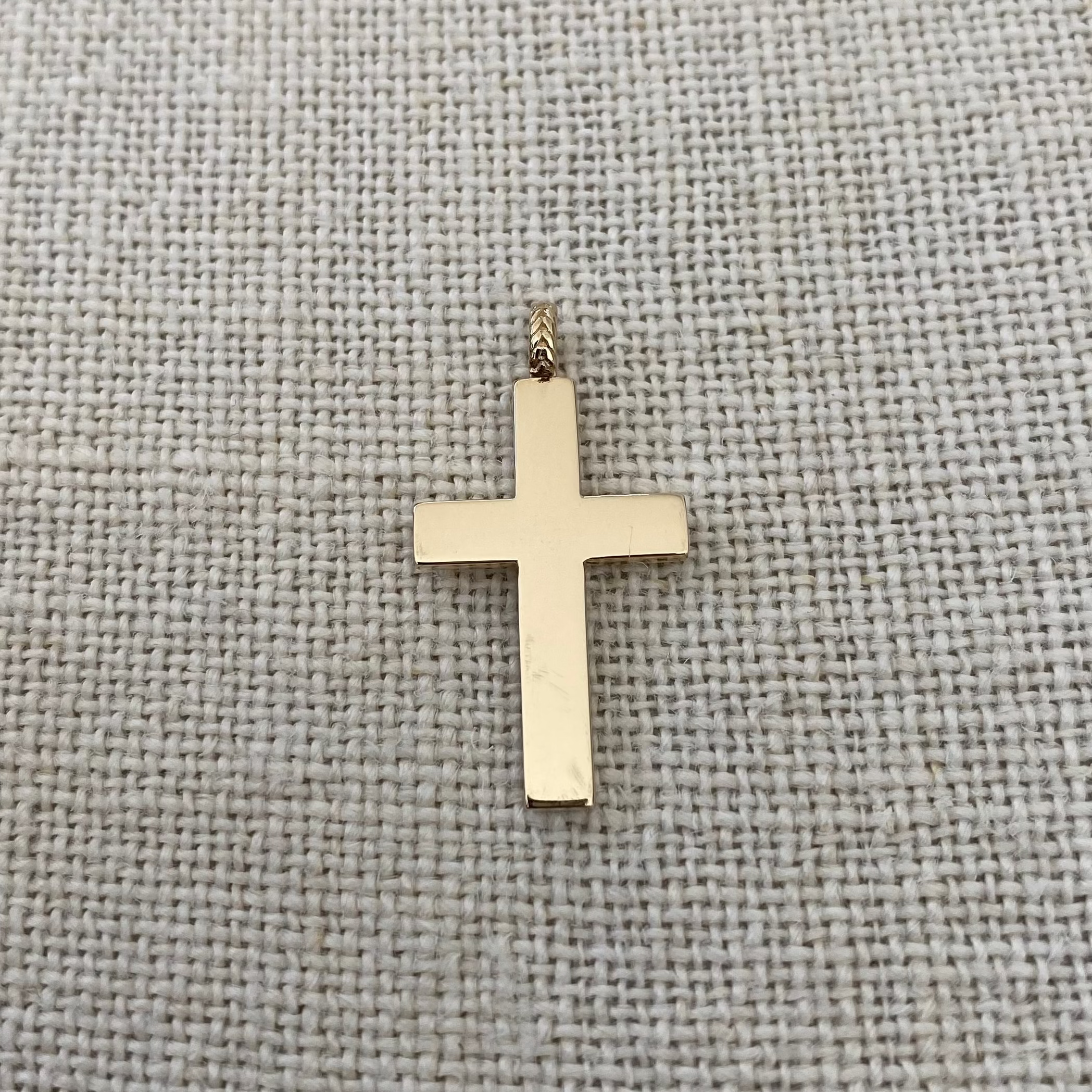 Classic Gold Cross Pendant with herringbone hoop
