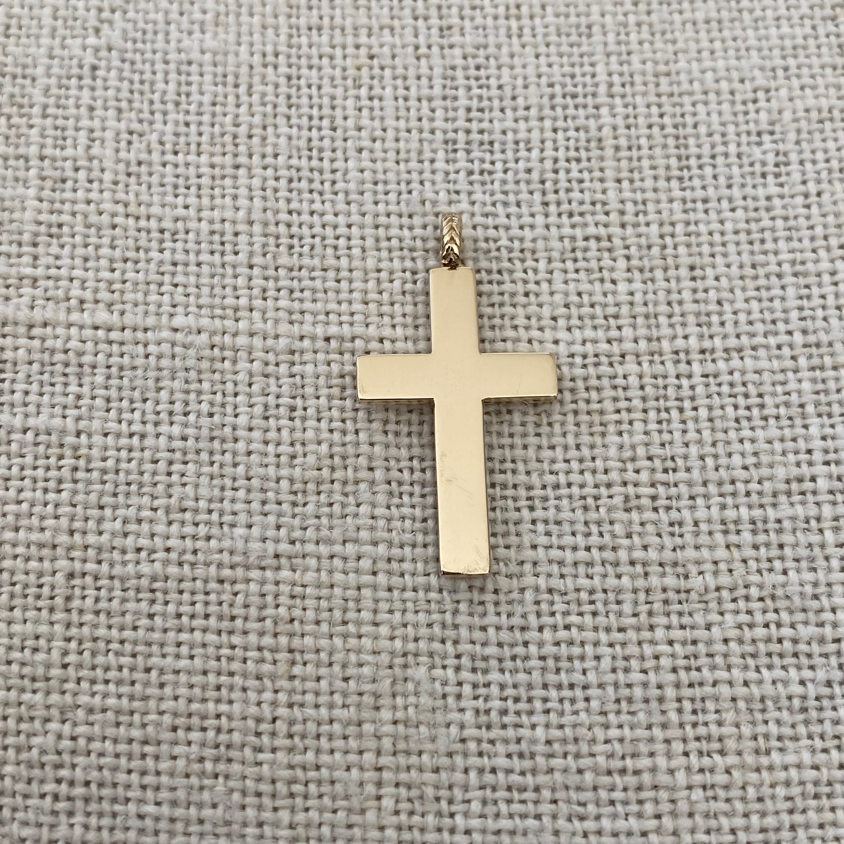 Classic Gold Cross Pendant with herringbone hoop