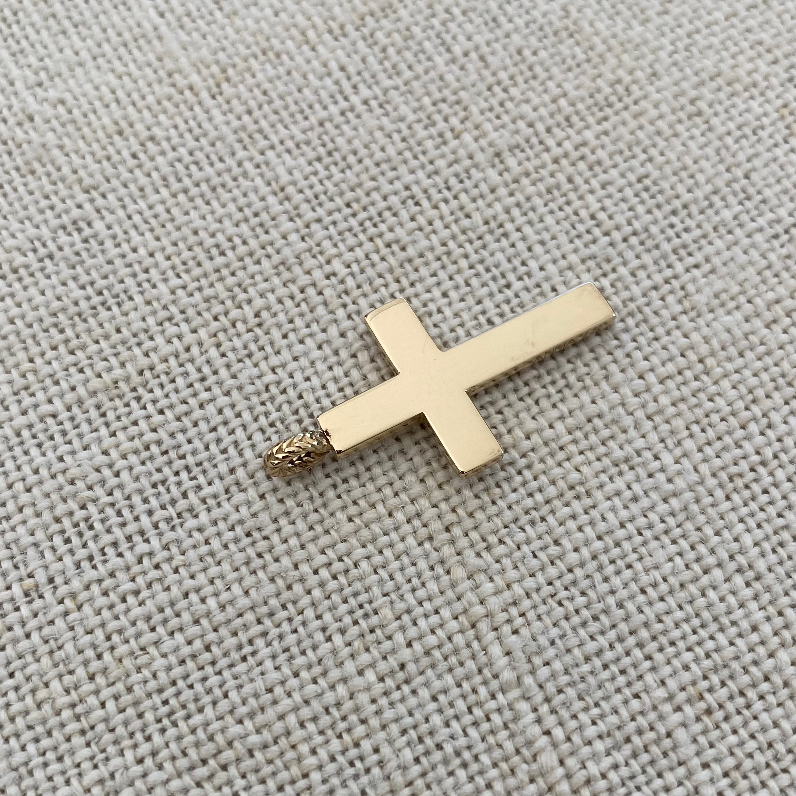 Classic Gold Cross Pendant with herringbone hoop