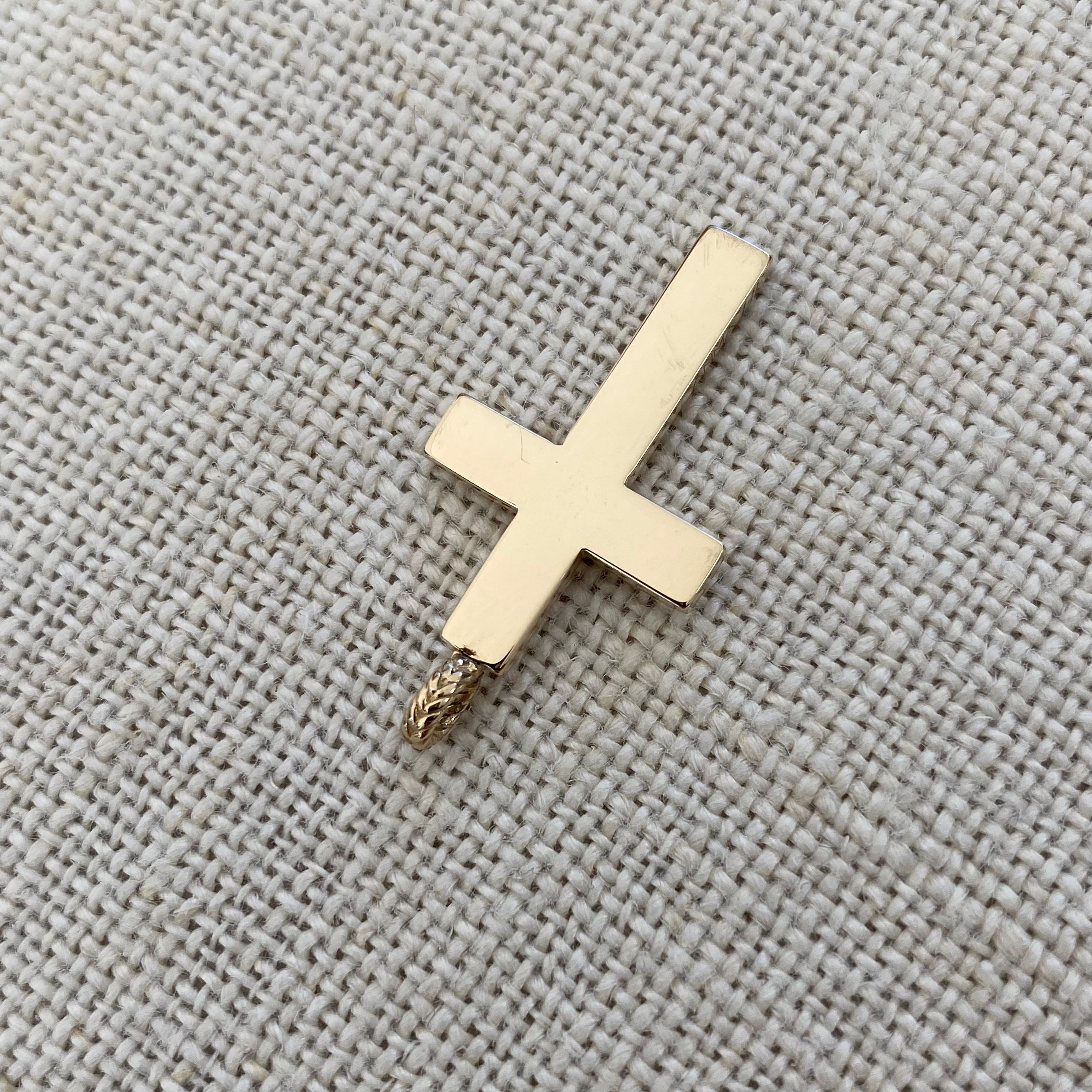 Classic Gold Cross Pendant with herringbone hoop