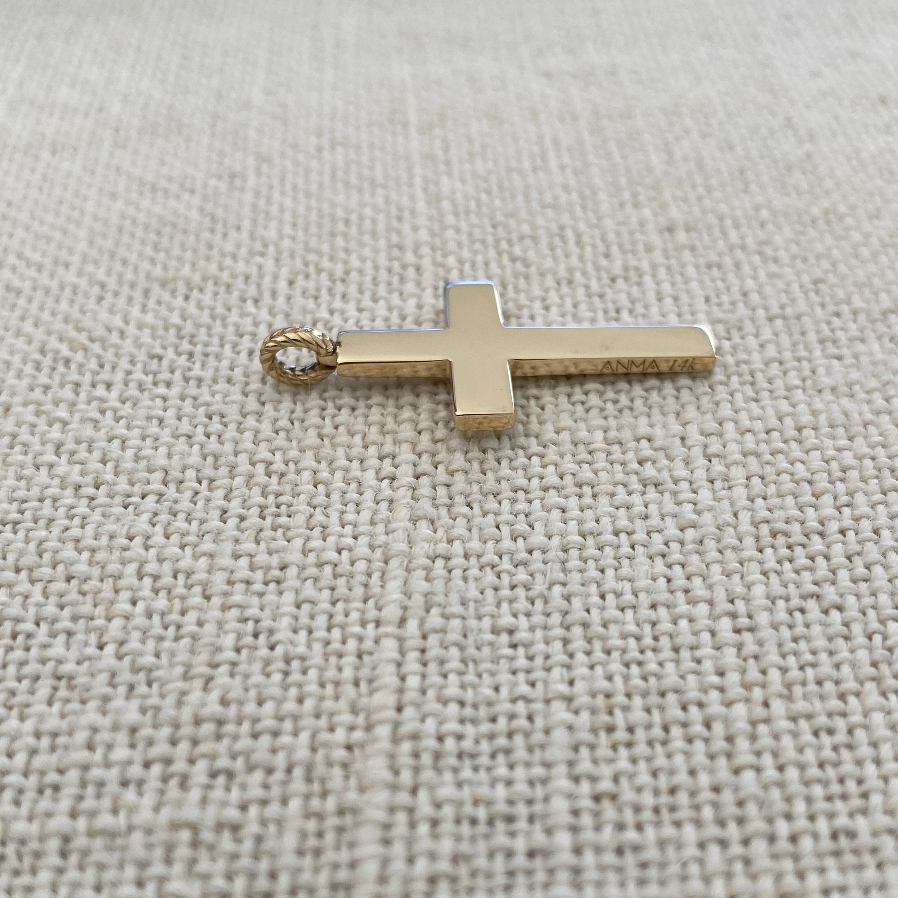 Classic Gold Cross Pendant with herringbone hoop