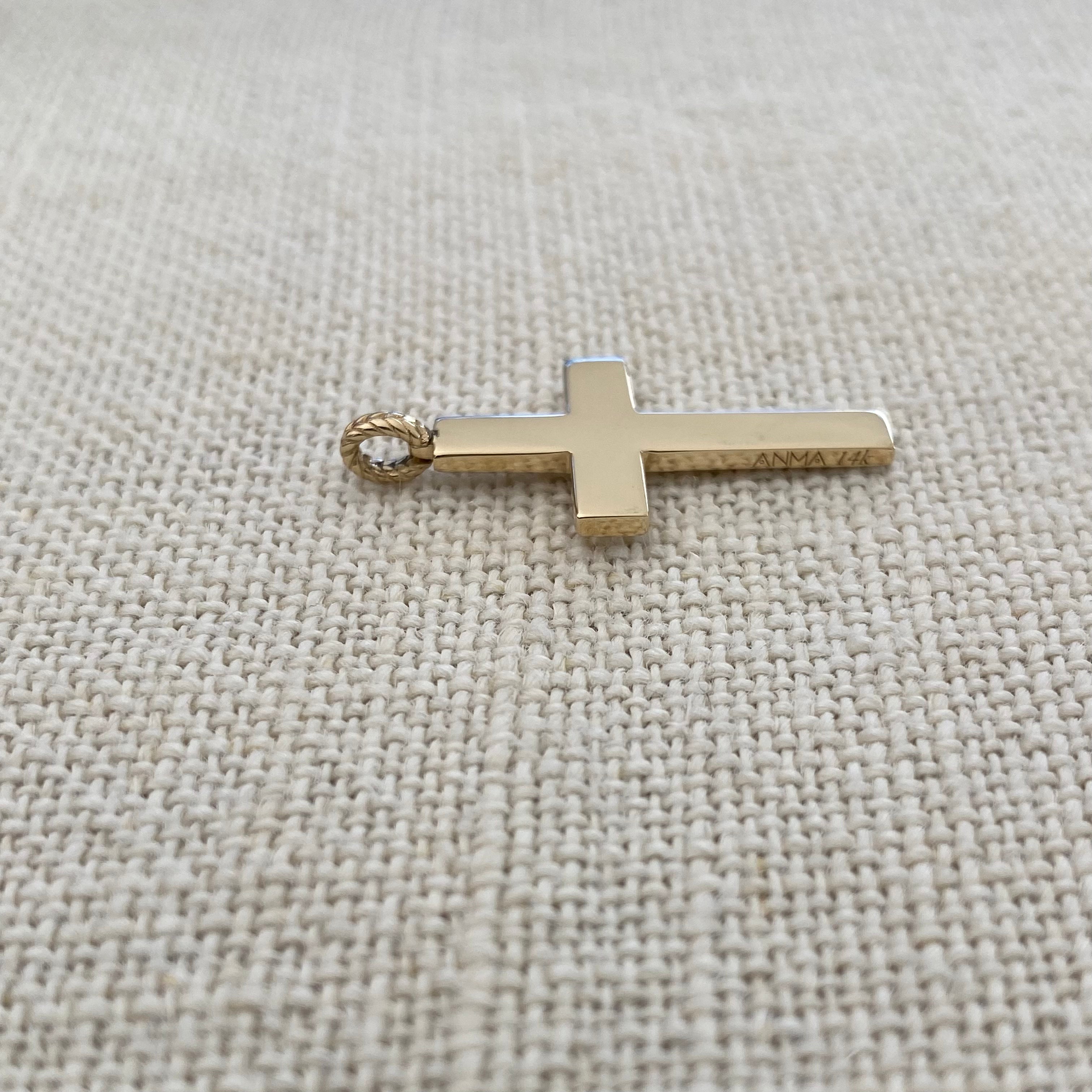 Classic Gold Cross Pendant with herringbone hoop