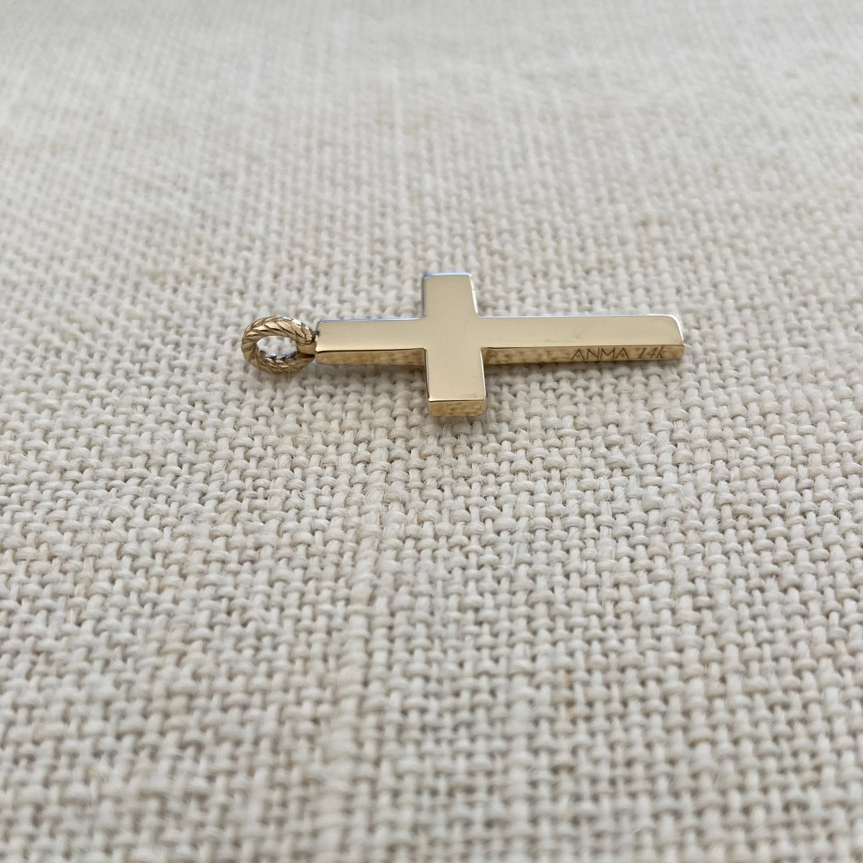 Classic Gold Cross Pendant with herringbone hoop