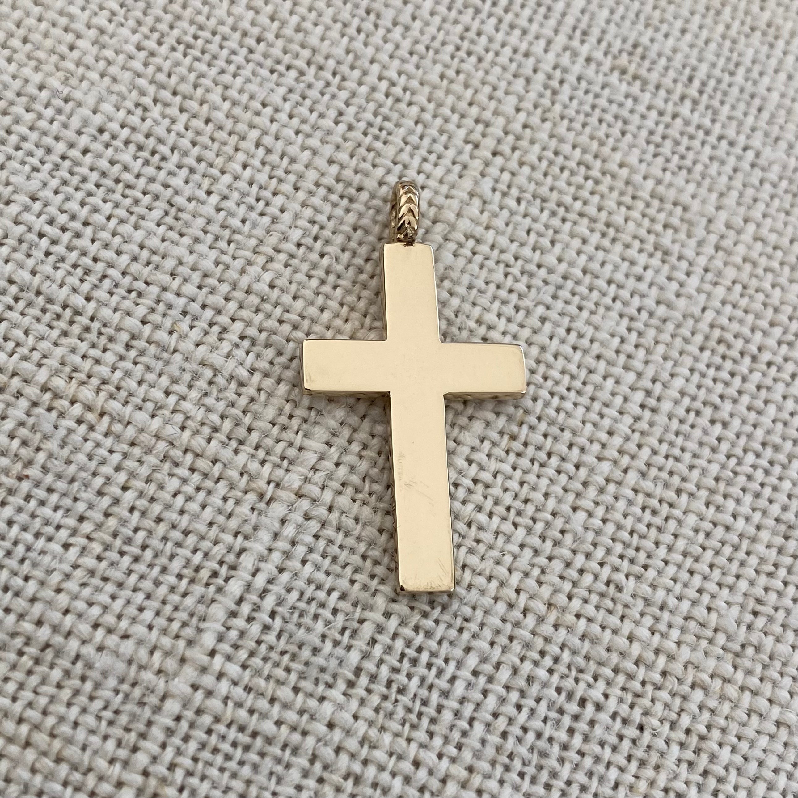 Classic Gold Cross Pendant with herringbone hoop