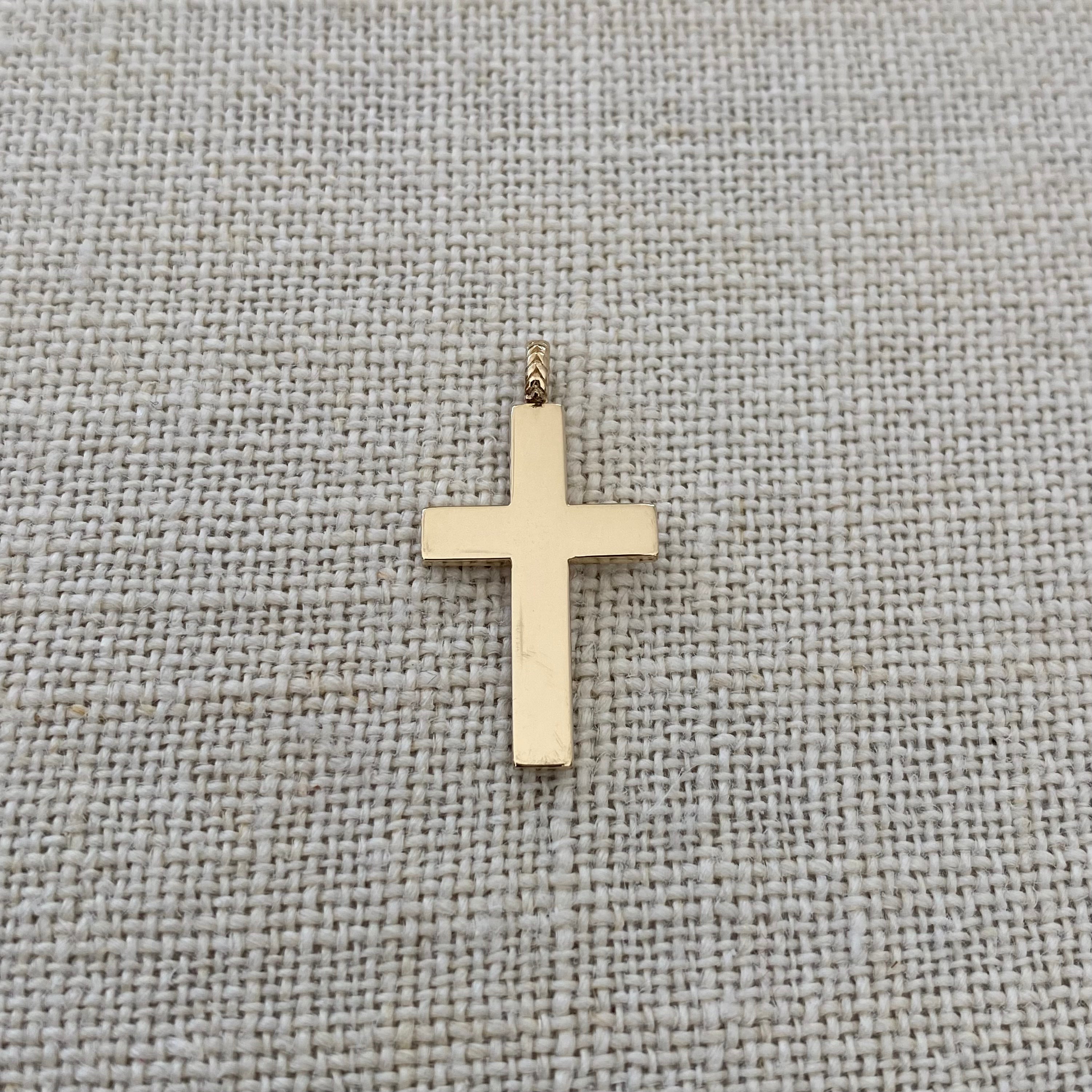 Classic Gold Cross Pendant with herringbone hoop