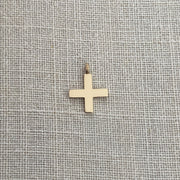 Squared Gold Cross Pendant with herringbone hoop