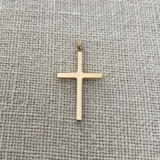 Thin and Tall Gold Cross Pendant with herringbone hoop