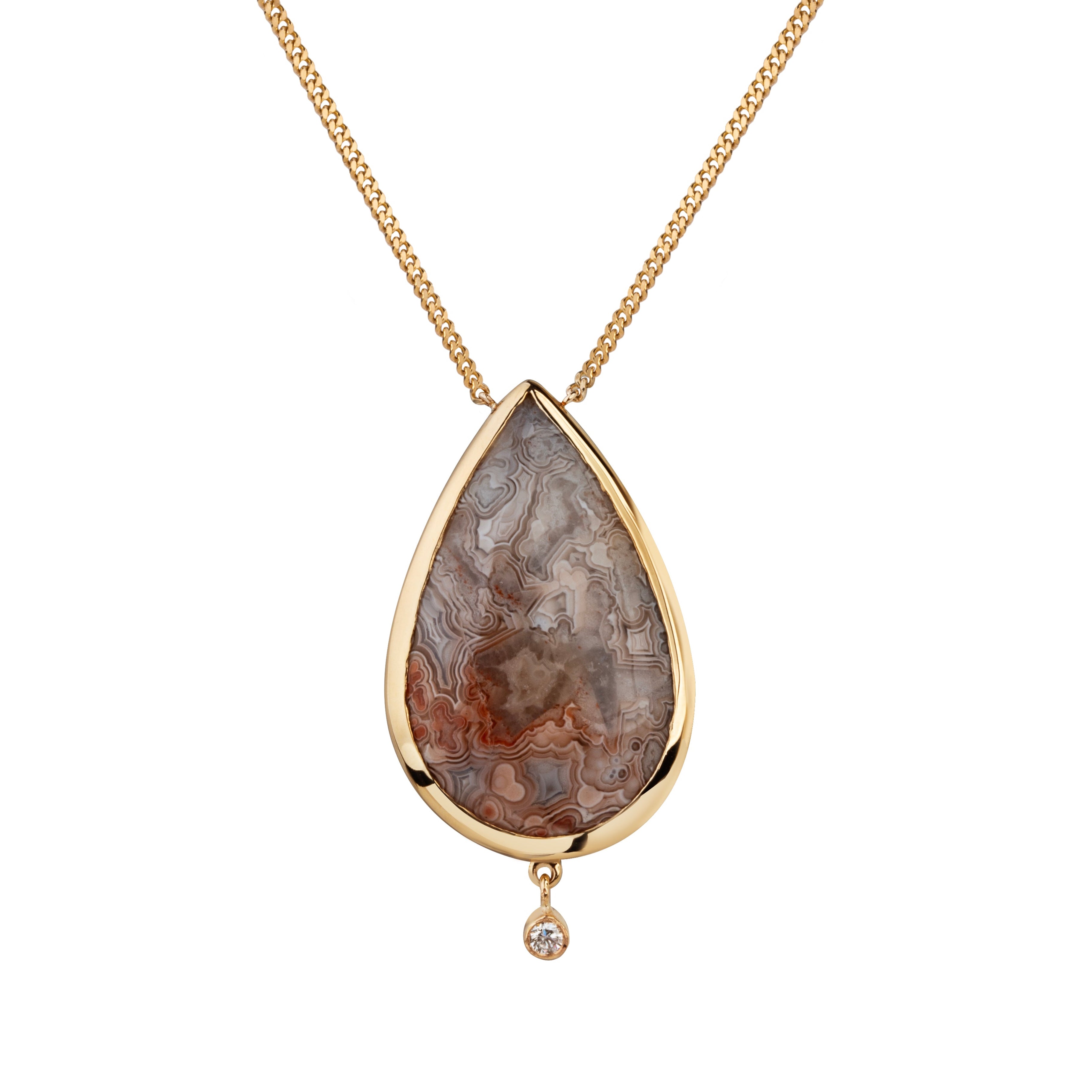 Hidden Heart — Lace Agate & Diamond Necklace