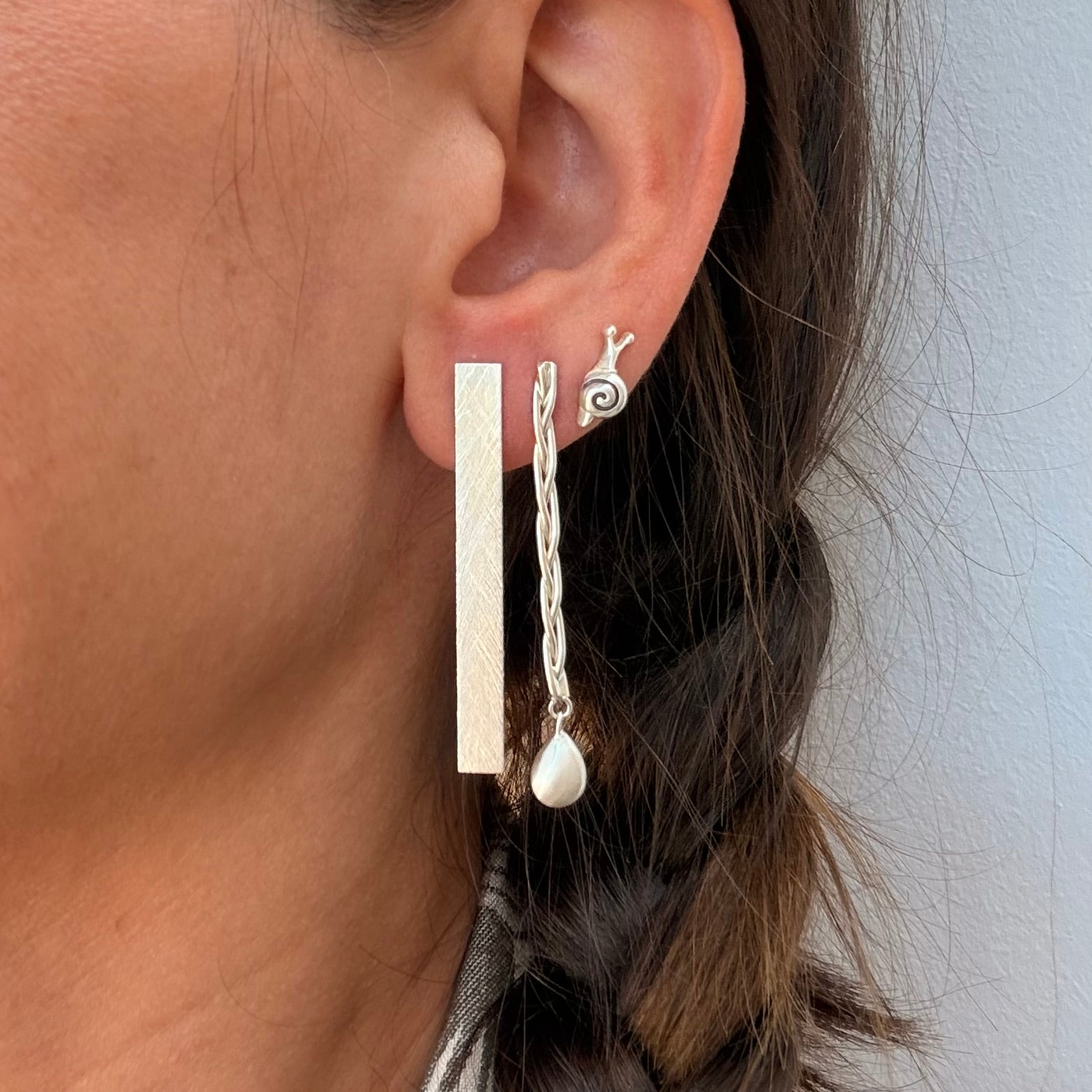 Silver Braided Drop Earrings
