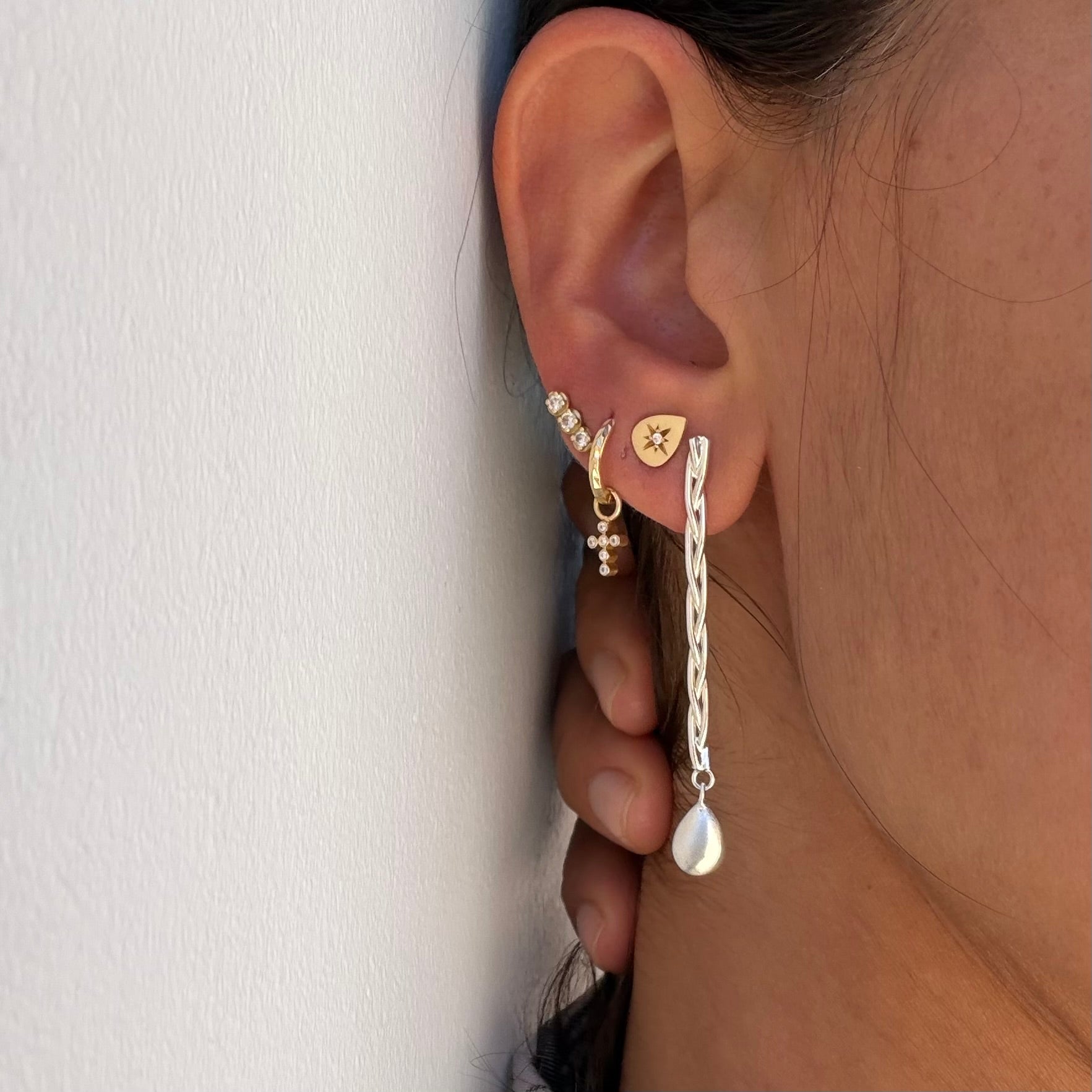 Silver Braided Drop Earrings