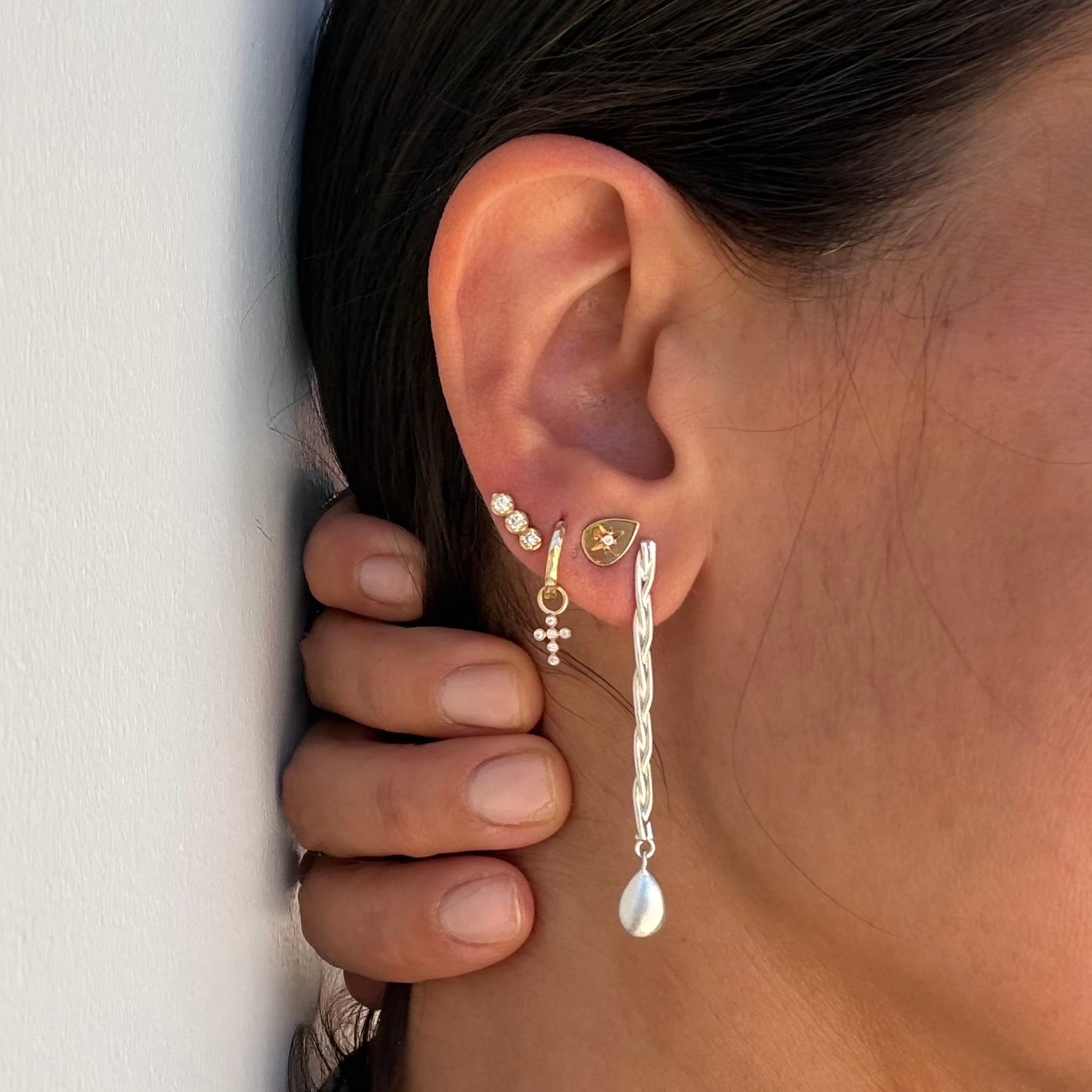 Silver Braided Drop Earrings