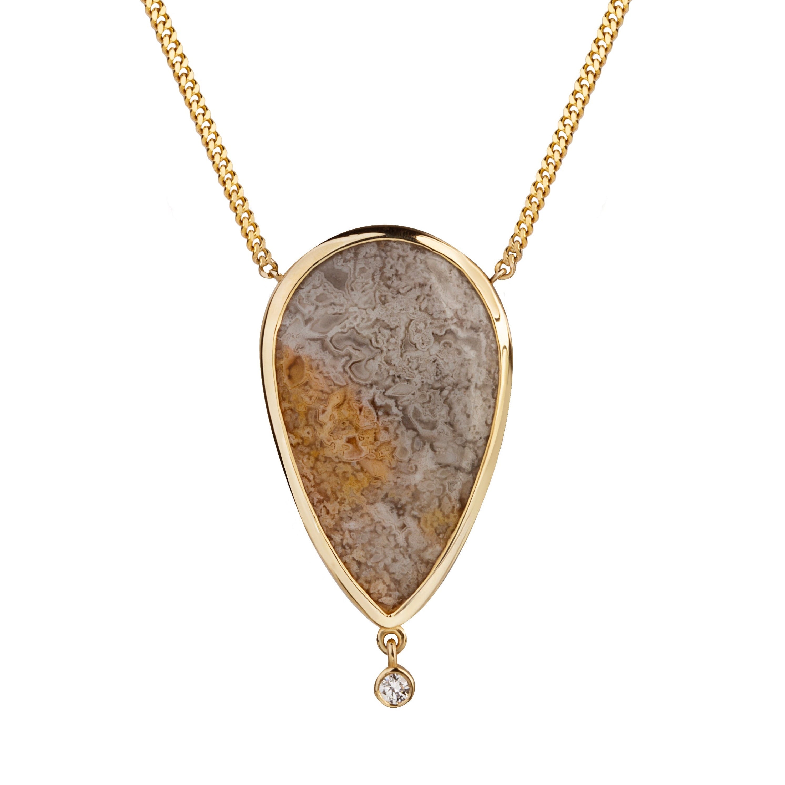 Quiet Glow — Lace Agate & Diamond Necklace