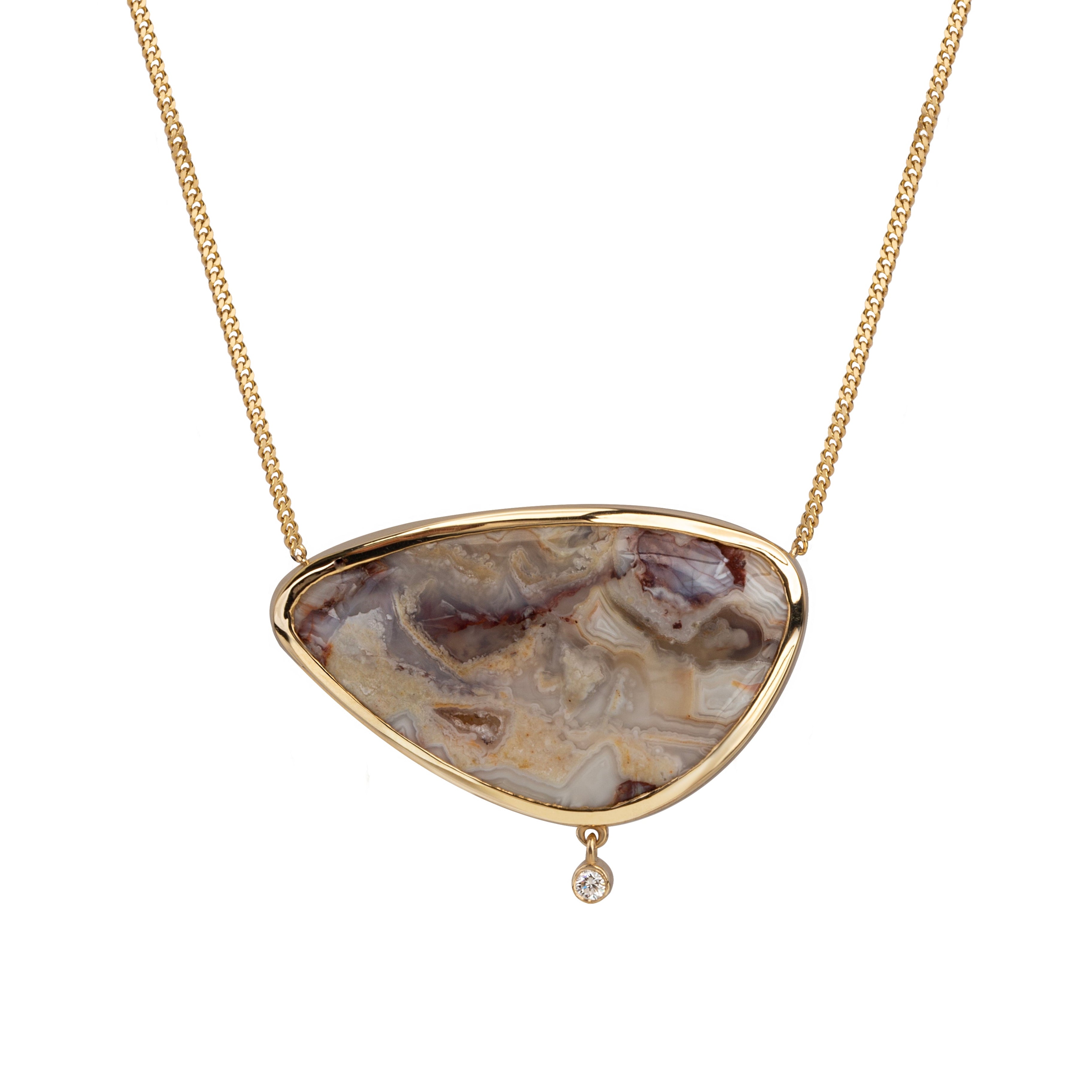 Pebble — Lace Agate & Diamond Necklace