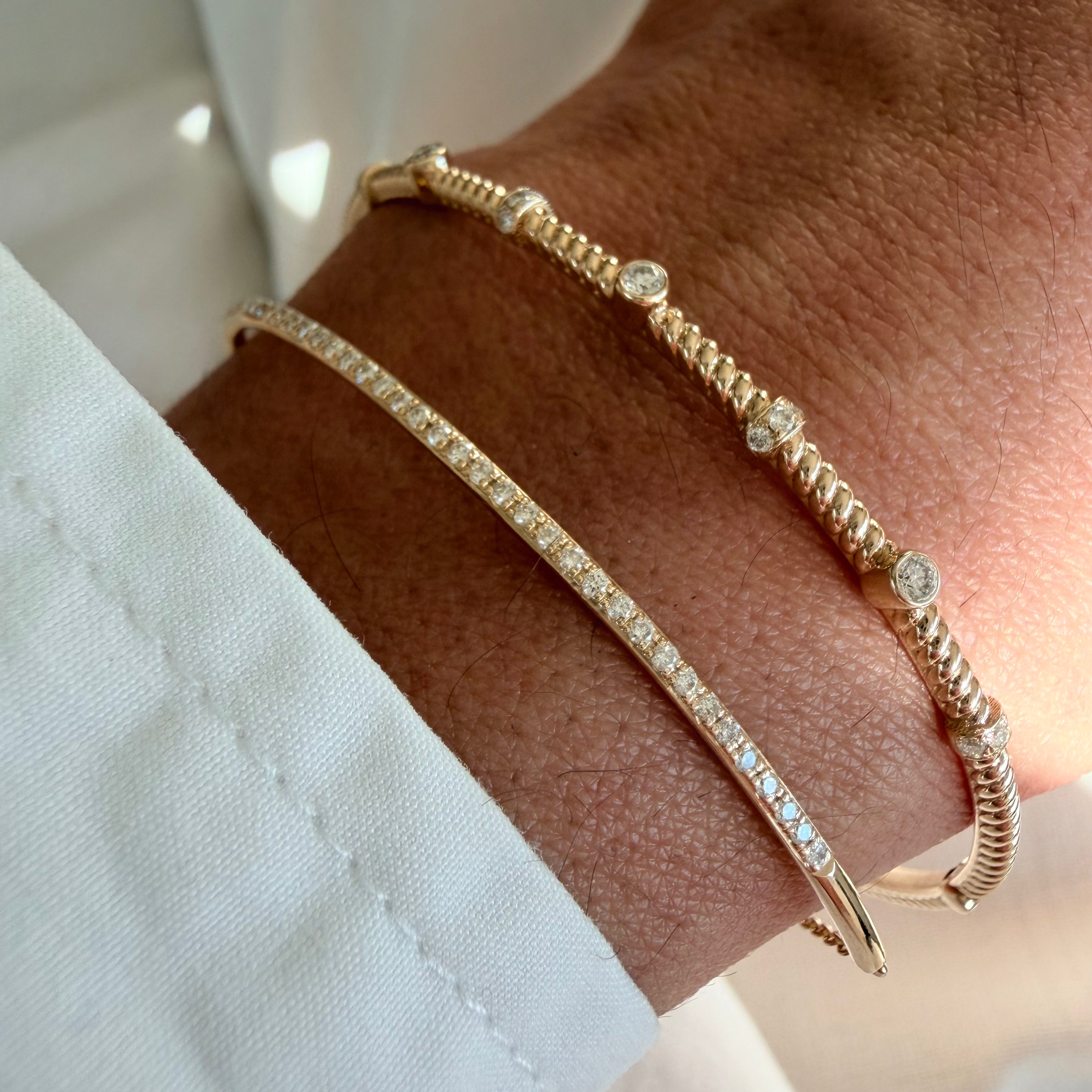 14K Gold Diamond Bar Bracelet with chain