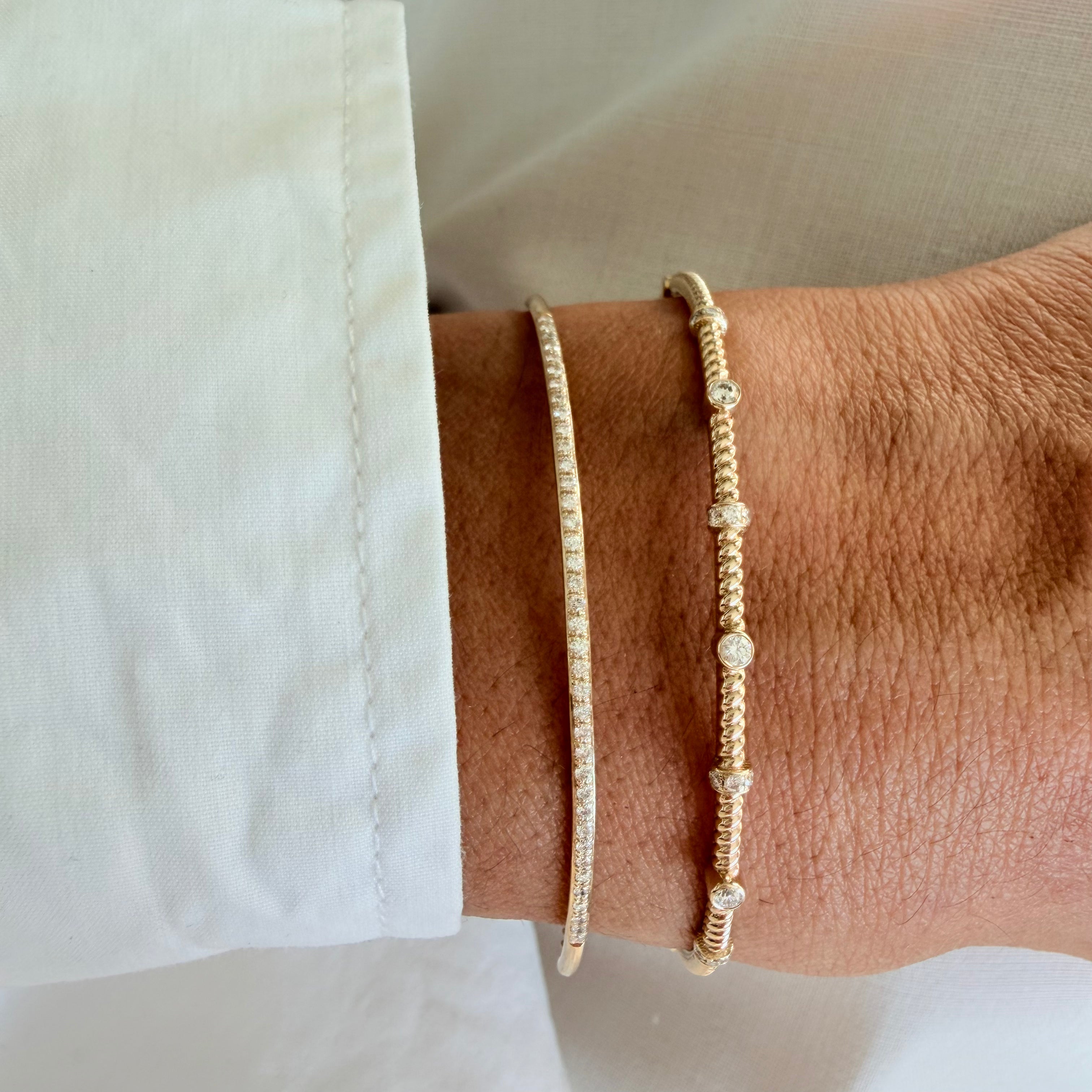 14K Gold Diamond Bar Bracelet with chain