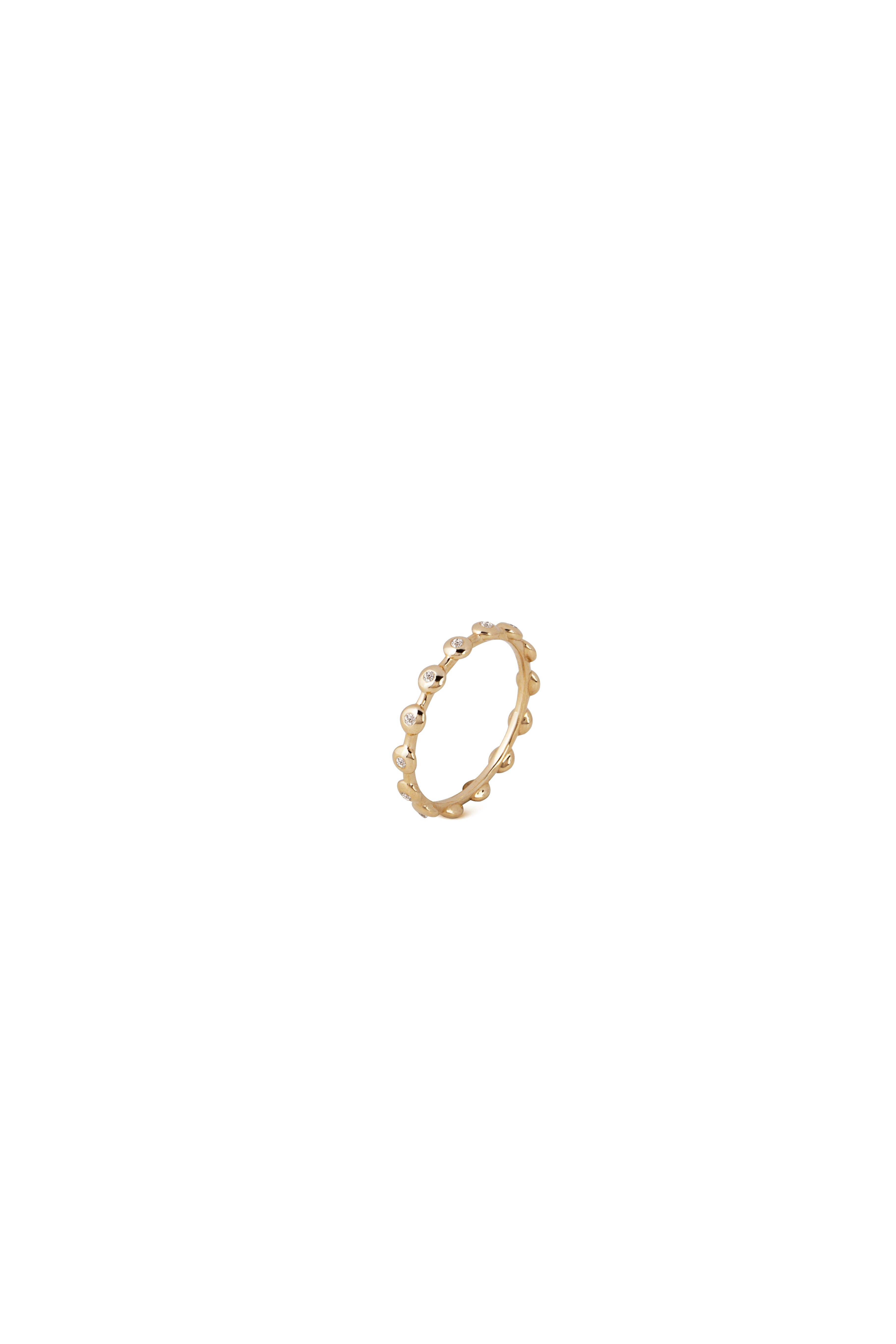 14K Gold all over small "Bubble" Diamonds Band Ring