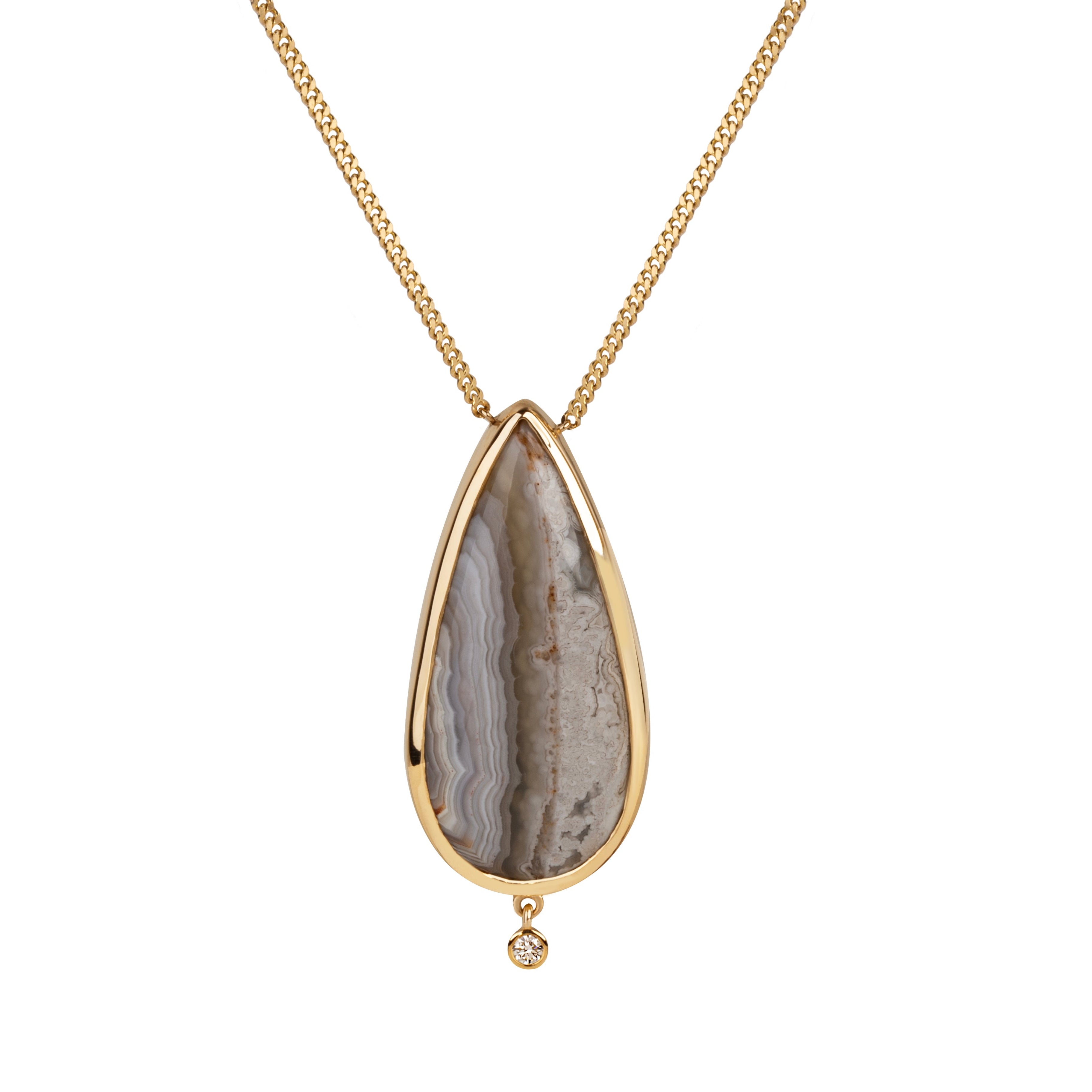 Vertical Silence — Lace Agate & Diamond Necklace