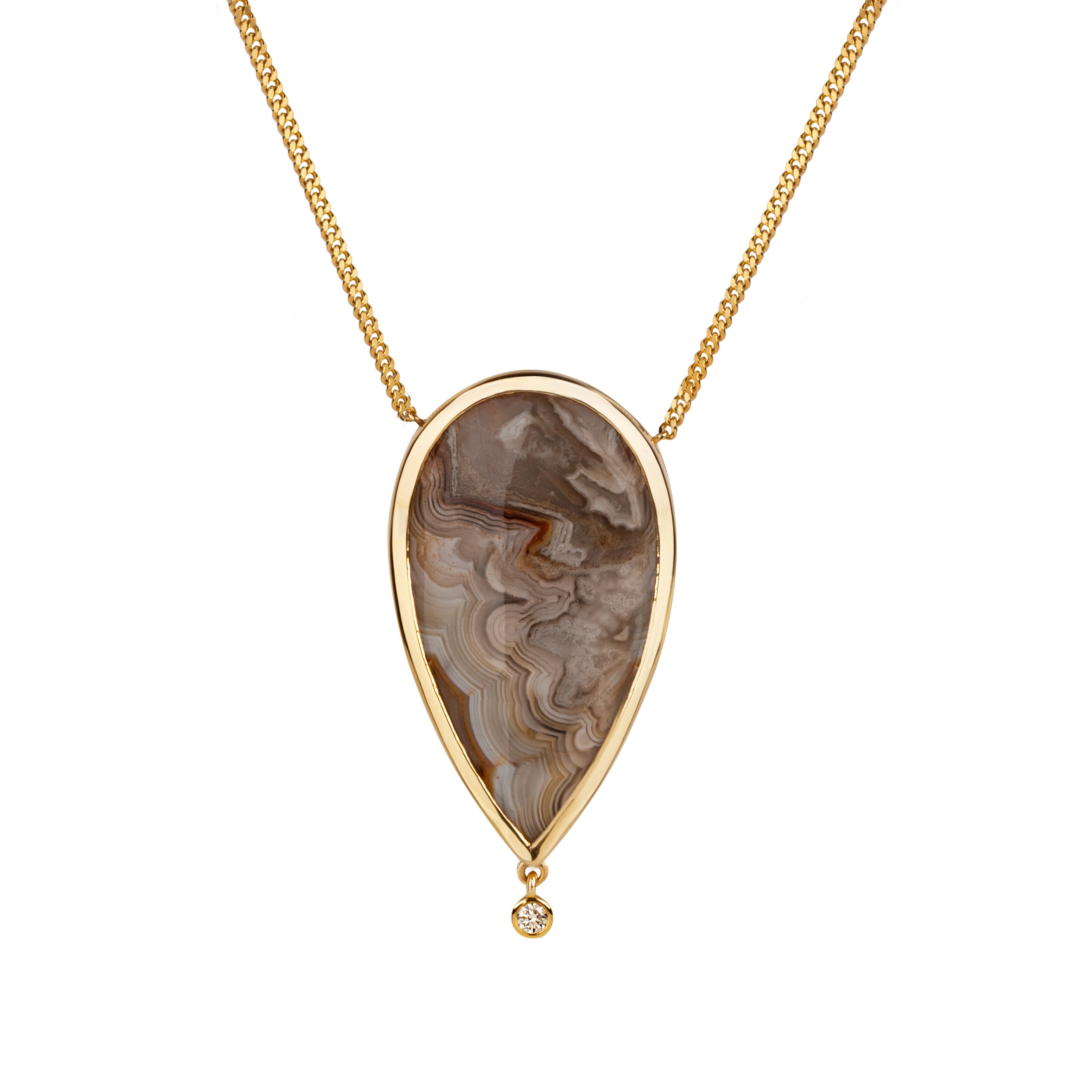 Cloud Form — Lace Agate & Diamond Necklace