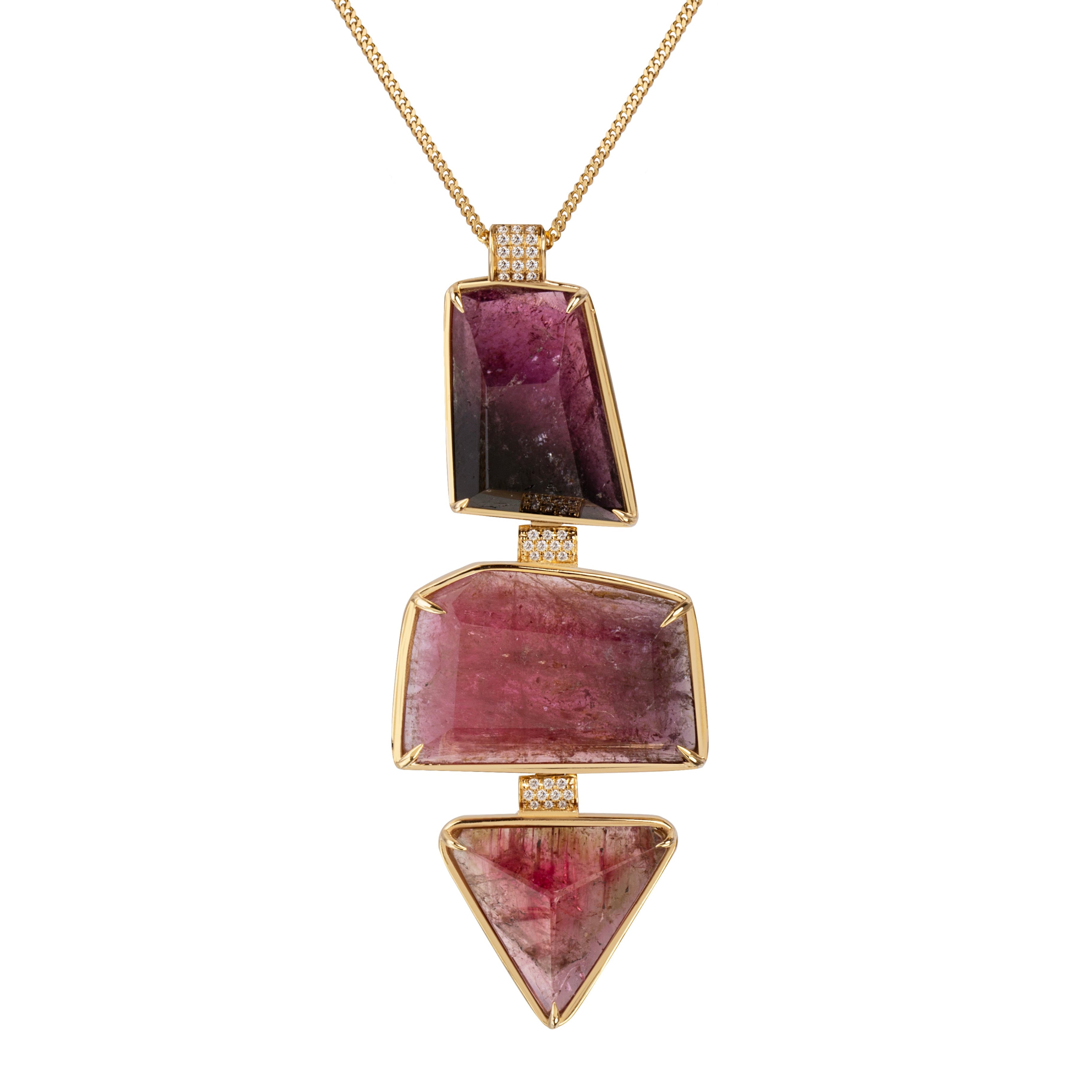 Trinity Tourmaline Pendant with Diamonds