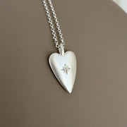 Silver Heart Diamond Star Necklace (Big)