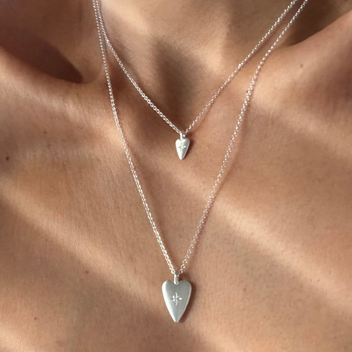 Silver Heart Diamond Star Necklace (Small)