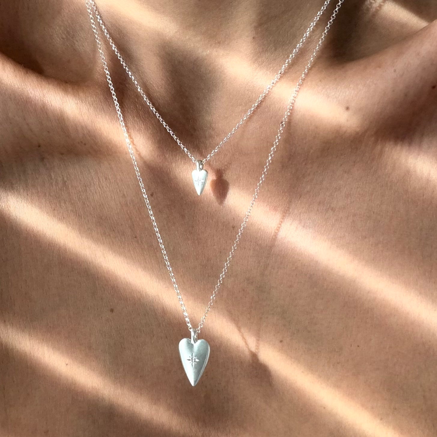 Silver Heart Diamond Star Necklace (Small)