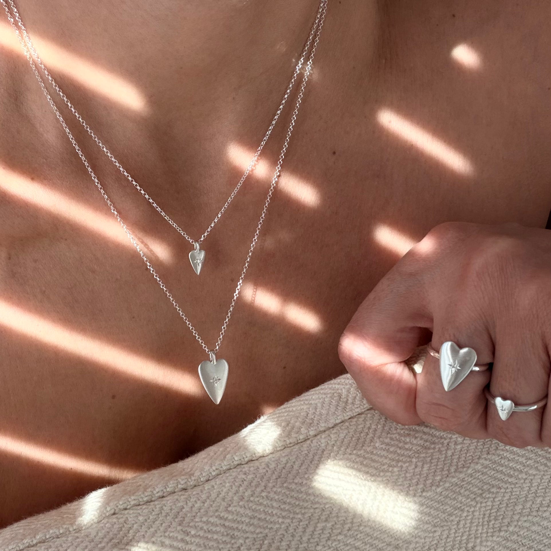 Silver Heart Diamond Star Necklace (Small)