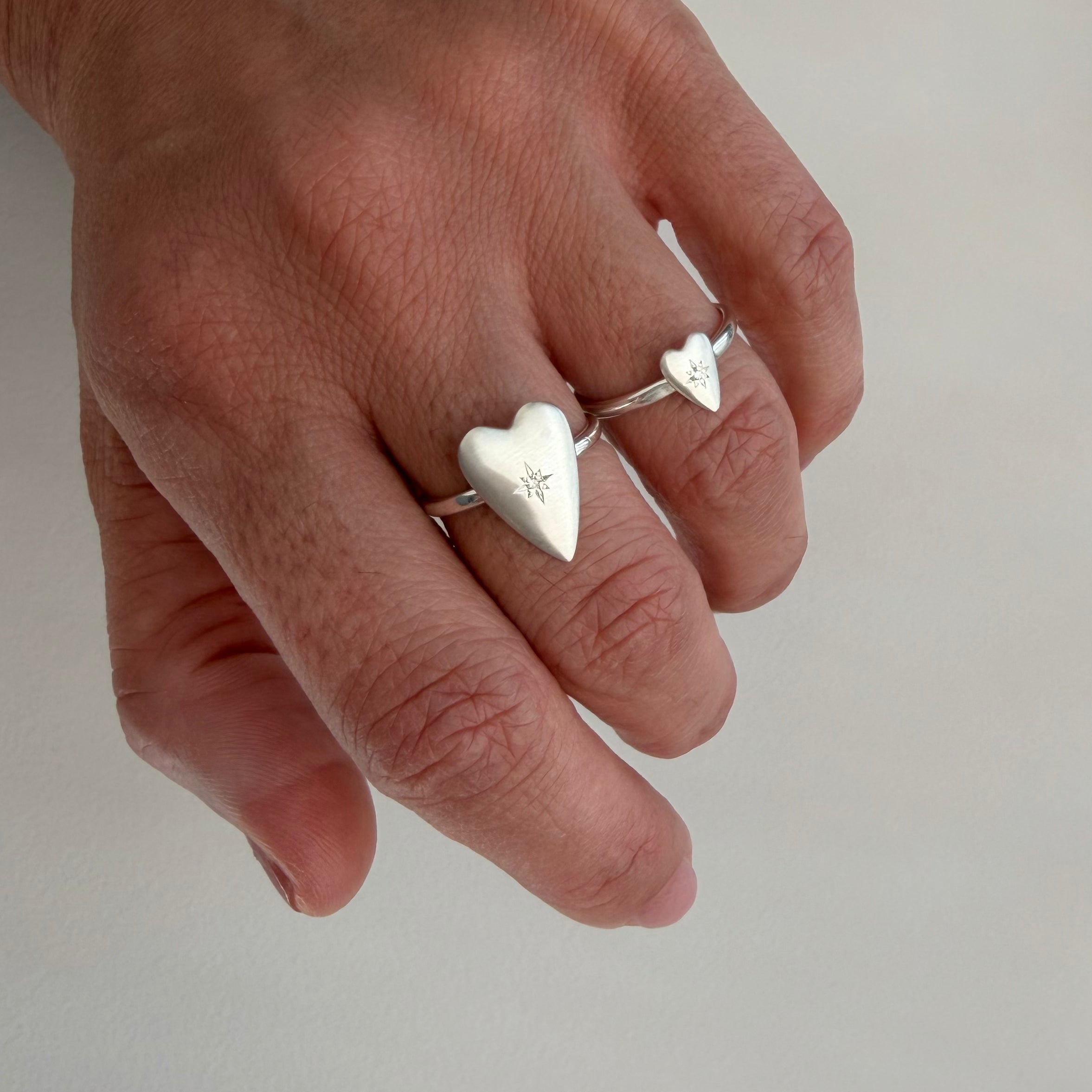 Silver Diamond Heart Ring (Small)