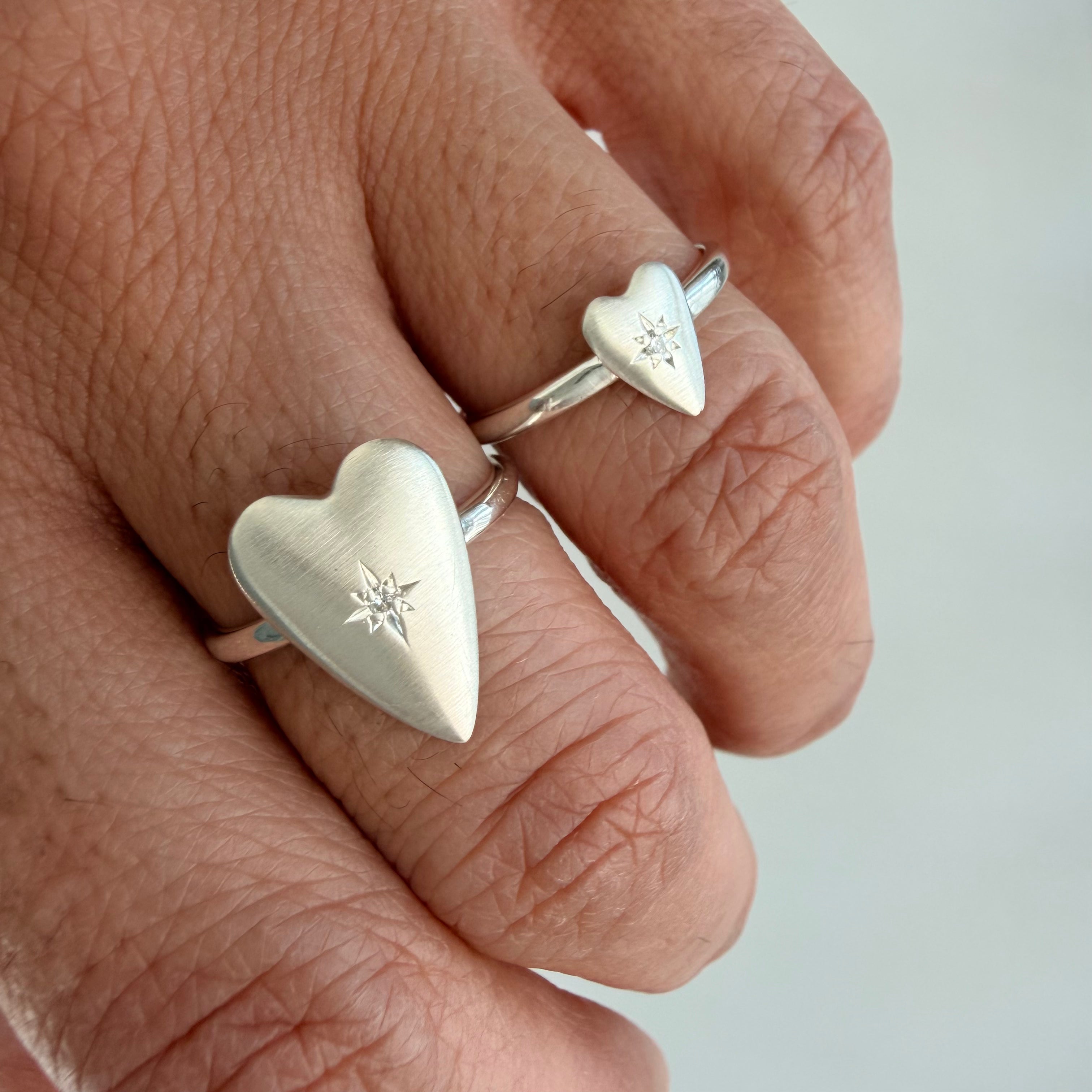 Silver Diamond Heart Ring (Small)