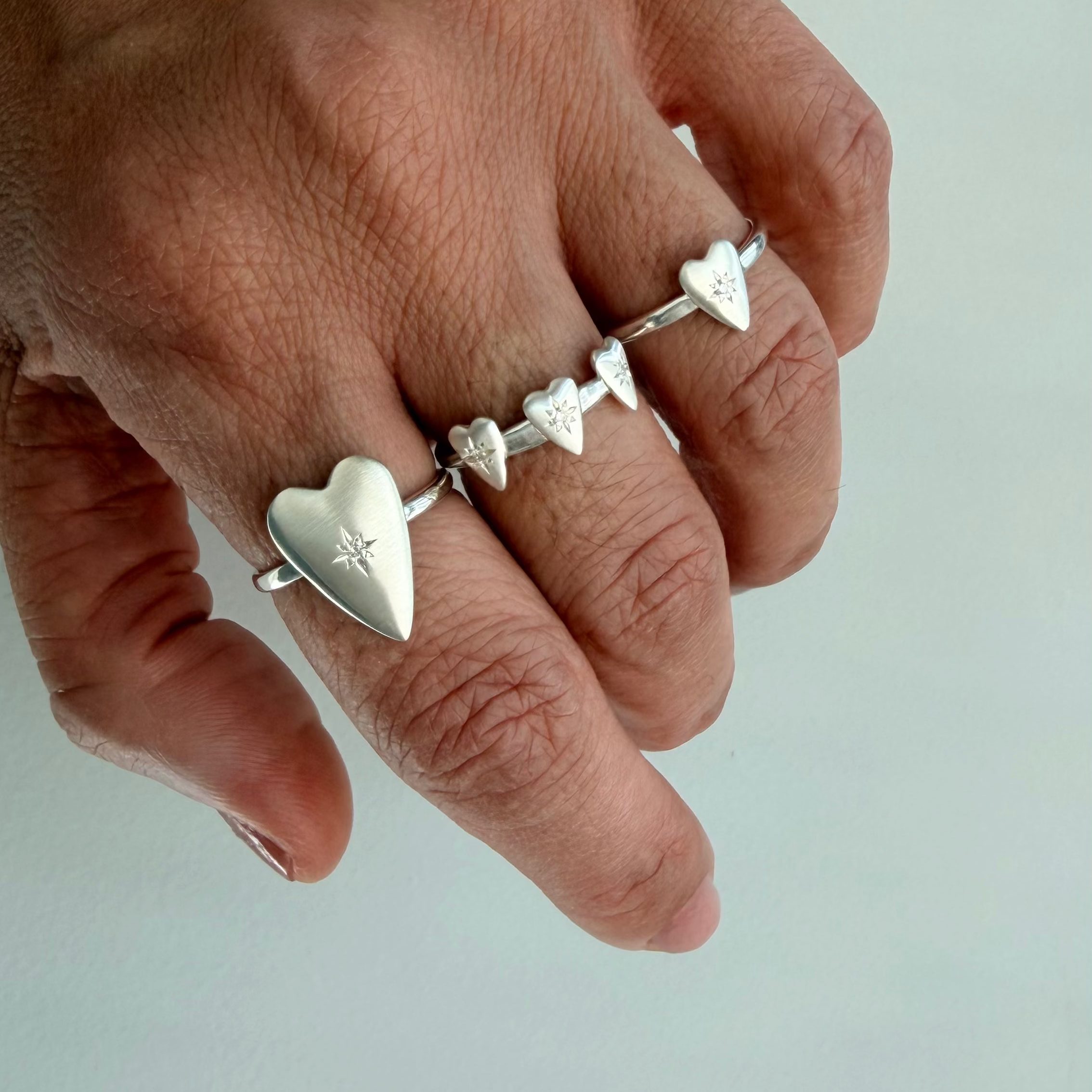 Silver Diamond Heart Ring (Small)