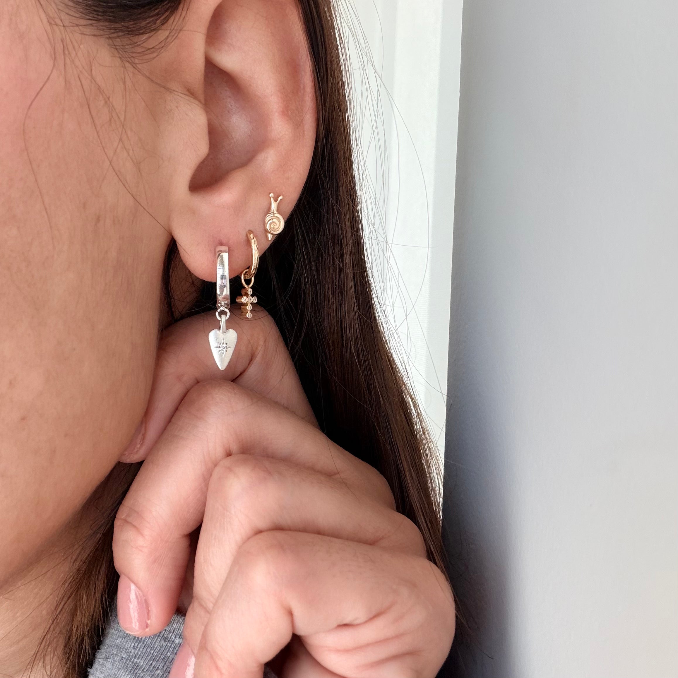 Silver Diamond Heart Earrings (Small)