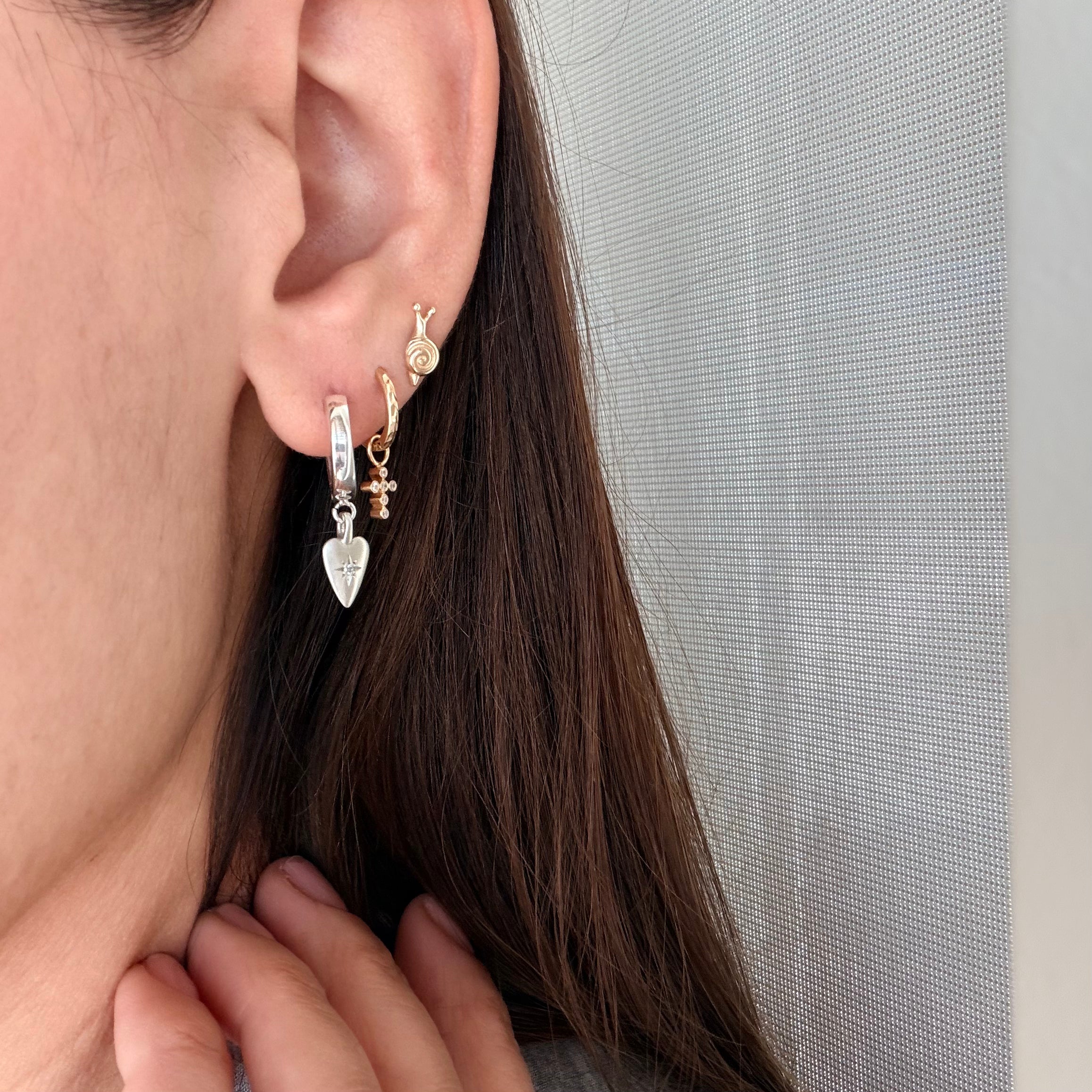 Silver Diamond Heart Earrings (Small)