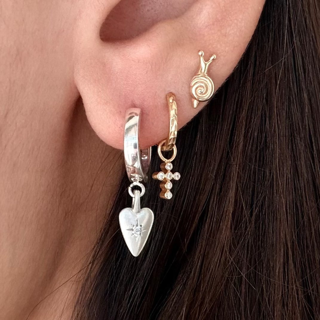 Silver Diamond Heart Earrings (Small)