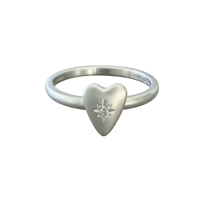 Silver Diamond Heart Ring (Small)