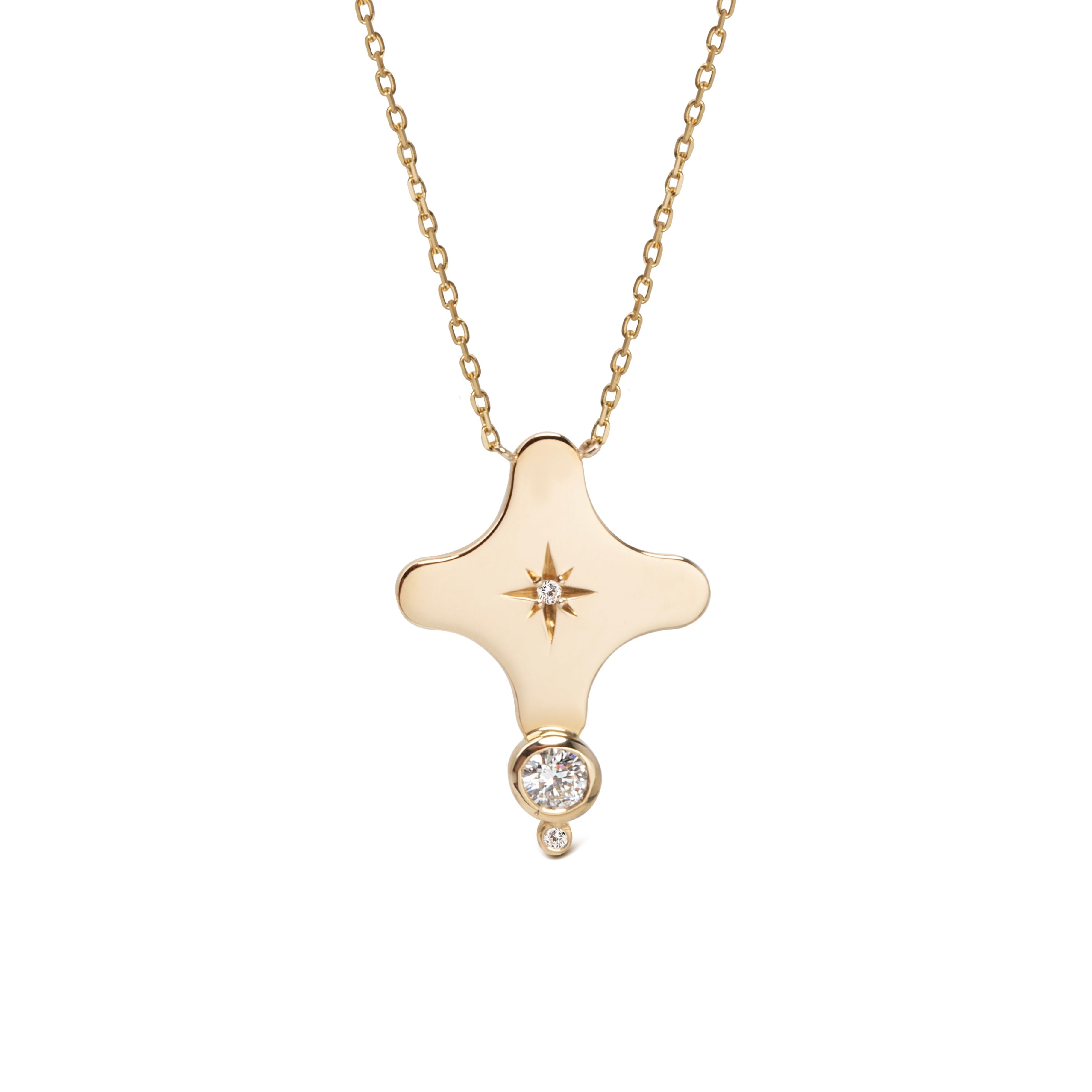 14K Gold Big Star Diamond Necklace