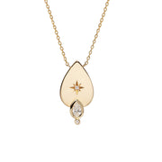 14K Gold Big Drop-shaped Diamond Star Necklace with Diamond